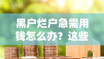 黑户烂户急需用钱怎么办？这些渠道或许能帮你解燃眉之急