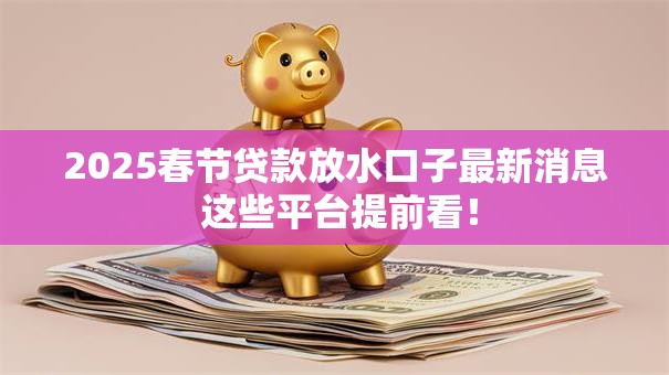 2025春节贷款放水口子最新消息 这些平台提前看！