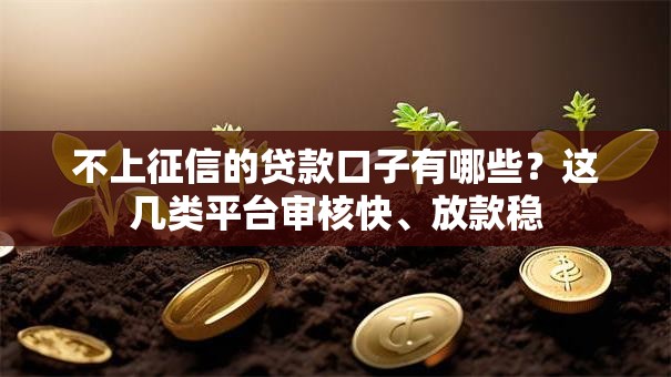 不上征信的贷款口子有哪些？这几类平台审核快、放款稳