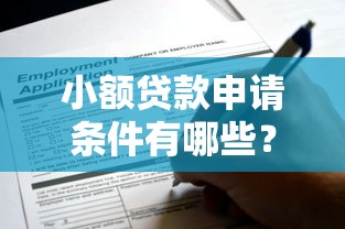 小额贷款申请条件有哪些？这些关键因素帮你提升审批通过率！