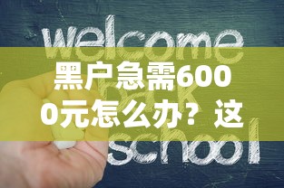 黑户急需6000元怎么办？这几个渠道或许能帮到你
