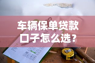 车辆保单贷款口子怎么选？手把手教你避坑技巧
