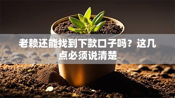 老赖还能找到下款口子吗？这几点必须说清楚