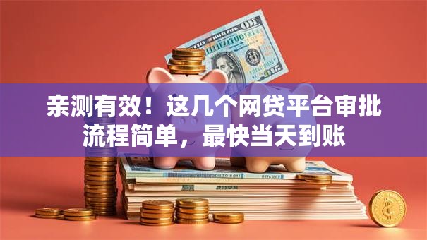 亲测有效！这几个网贷平台审批流程简单，最快当天到账