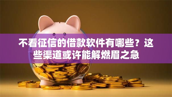 不看征信的借款软件有哪些？这些渠道或许能解燃眉之急