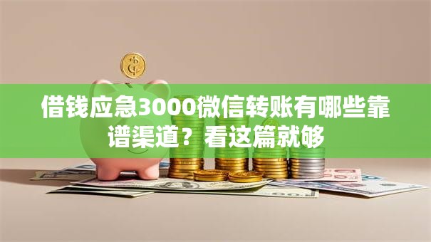 借钱应急3000微信转账有哪些靠谱渠道？看这篇就够