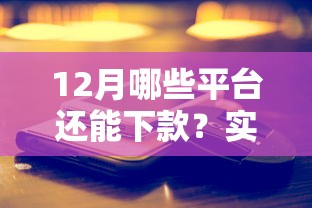 12月哪些平台还能下款？实测这几个口子通过率高