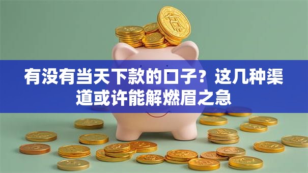 有没有当天下款的口子？这几种渠道或许能解燃眉之急