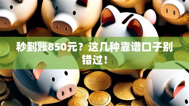 秒到账850元？这几种靠谱口子别错过！