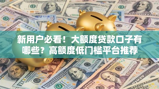 新用户必看！大额度贷款口子有哪些？高额度低门槛平台推荐