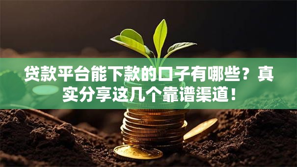 贷款平台能下款的口子有哪些？真实分享这几个靠谱渠道！