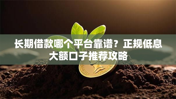 长期借款哪个平台靠谱？正规低息大额口子推荐攻略