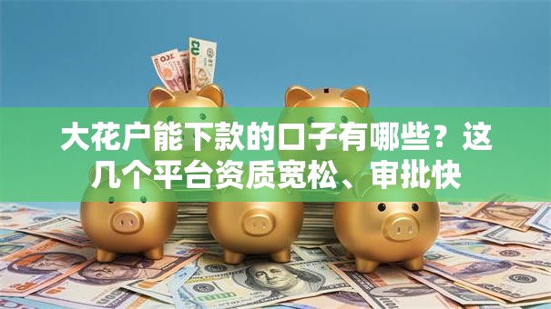 大花户能下款的口子有哪些？这几个平台资质宽松、审批快