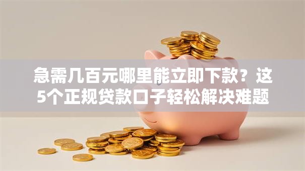 急需几百元哪里能立即下款？这5个正规贷款口子轻松解决难题