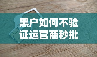 黑户如何不验证运营商秒批5万贷款?真实渠道深度解析 黑户如何不验证运营商秒批5万贷款?真实渠道深度解析
