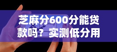 芝麻分600分能贷款吗？实测低分用户可用的口子推荐