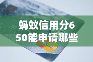 蚂蚁信用分650能申请哪些口子贷款？这份攻略帮你快速匹配