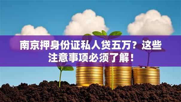南京押身份证私人贷五万？这些注意事项必须了解！