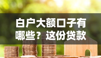 白户大额口子有哪些？这份贷款攻略教你轻松拿高额