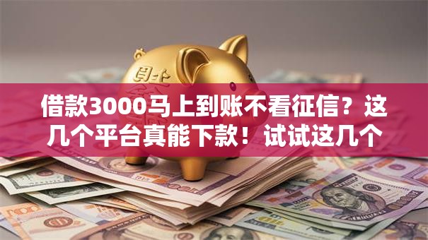 借款3000马上到账不看征信？这几个平台真能下款！试试这几个方法