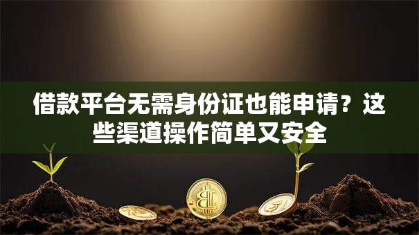 借款平台无需身份证也能申请？这些渠道操作简单又安全