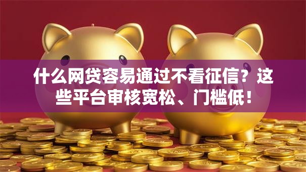 什么网贷容易通过不看征信？这些平台审核宽松、门槛低！