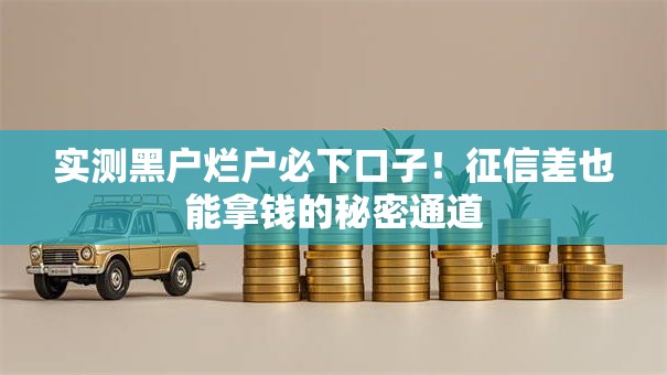 实测黑户烂户必下口子！征信差也能拿钱的秘密通道