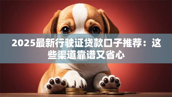2025最新行驶证贷款口子推荐：这些渠道靠谱又省心