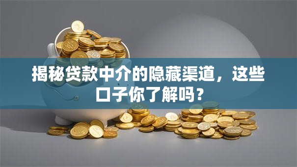 揭秘贷款中介的隐藏渠道，这些口子你了解吗？