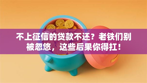 不上征信的贷款不还？老铁们别被忽悠，这些后果你得扛！