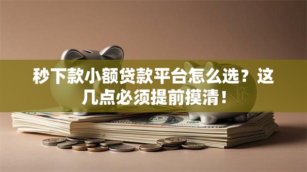 秒下款小额贷款平台怎么选？这几点必须提前摸清！