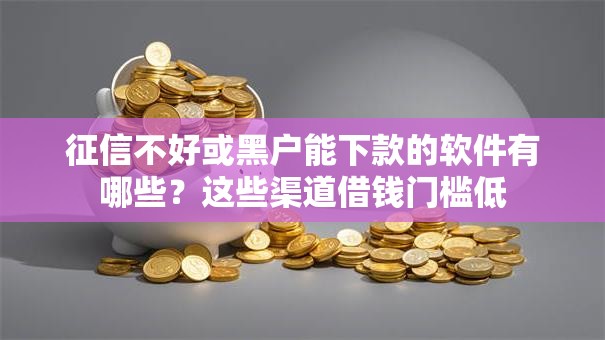 征信不好或黑户能下款的软件有哪些？这些渠道借钱门槛低