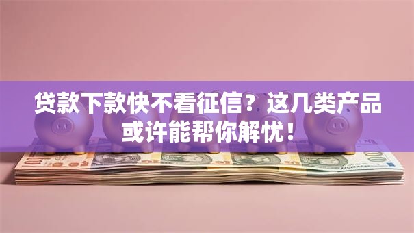 贷款下款快不看征信？这几类产品或许能帮你解忧！