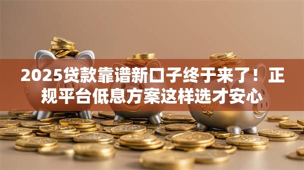 2025贷款靠谱新口子终于来了！正规平台低息方案这样选才安心
