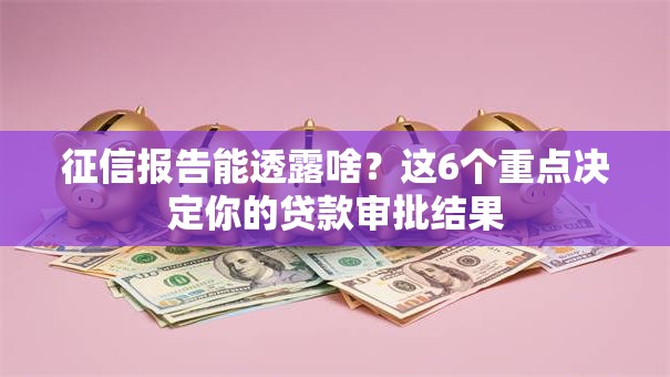 征信报告能透露啥？这6个重点决定你的贷款审批结果