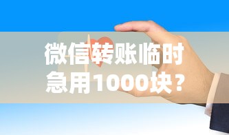 微信转账临时急用1000块？这些渠道靠谱又安全