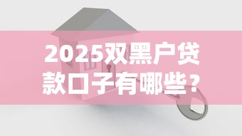 2025双黑户贷款口子有哪些？最新渠道解析+避坑指南