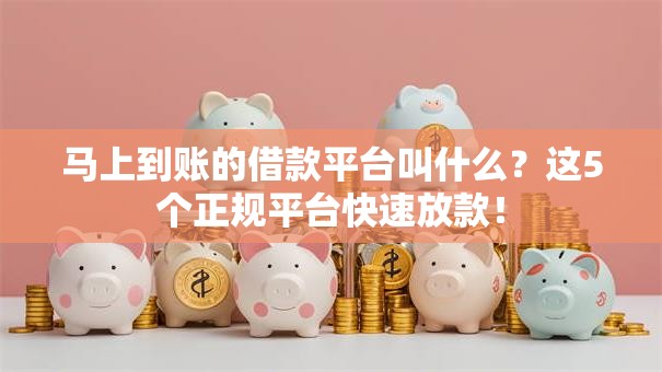 马上到账的借款平台叫什么？这5个正规平台快速放款！
