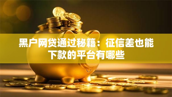 黑户网贷通过秘籍：征信差也能下款的平台有哪些