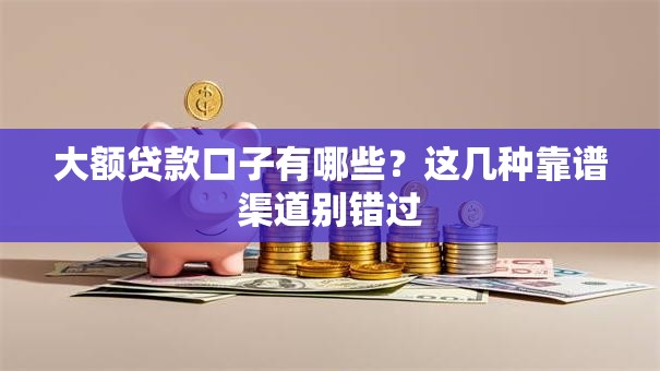 大额贷款口子有哪些？这几种靠谱渠道别错过