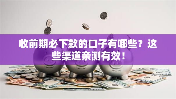 收前期必下款的口子有哪些？这些渠道亲测有效！