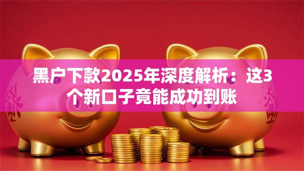 黑户下款2025年深度解析：这3个新口子竟能成功到账