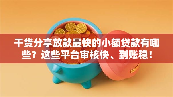 干货分享放款最快的小额贷款有哪些？这些平台审核快、到账稳！