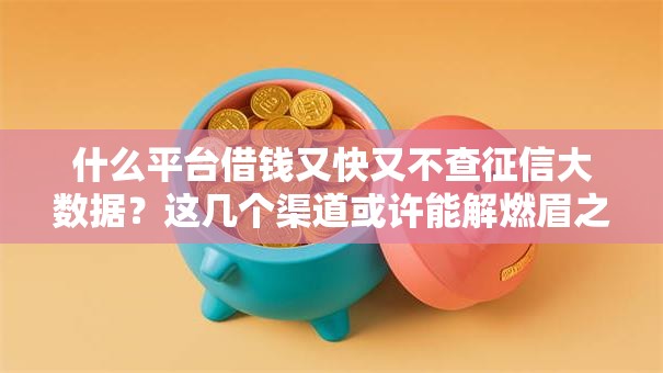 什么平台借钱又快又不查征信大数据？这几个渠道或许能解燃眉之急