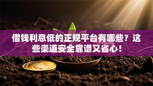 借钱利息低的正规平台有哪些？这些渠道安全靠谱又省心！