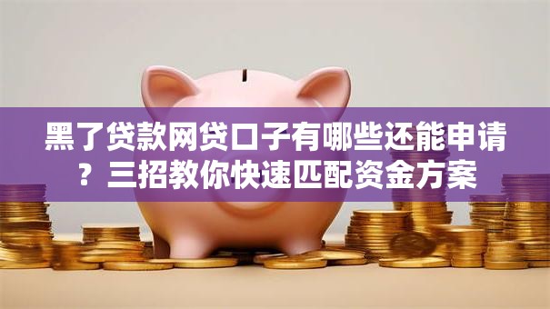 黑了贷款网贷口子有哪些还能申请？三招教你快速匹配资金方案