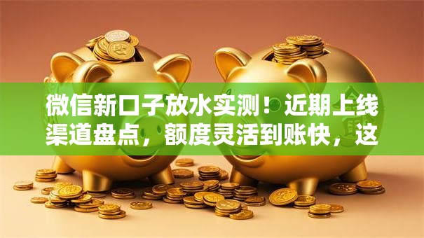 微信新口子放水实测！近期上线渠道盘点，额度灵活到账快，这些细节要注意