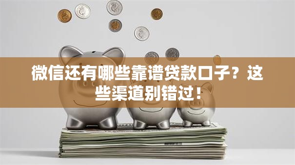 微信还有哪些靠谱贷款口子？这些渠道别错过！