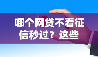 哪个网贷不看征信秒过？这些平台审核宽松到账快