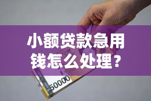 小额贷款急用钱怎么处理？应急借款实用指南